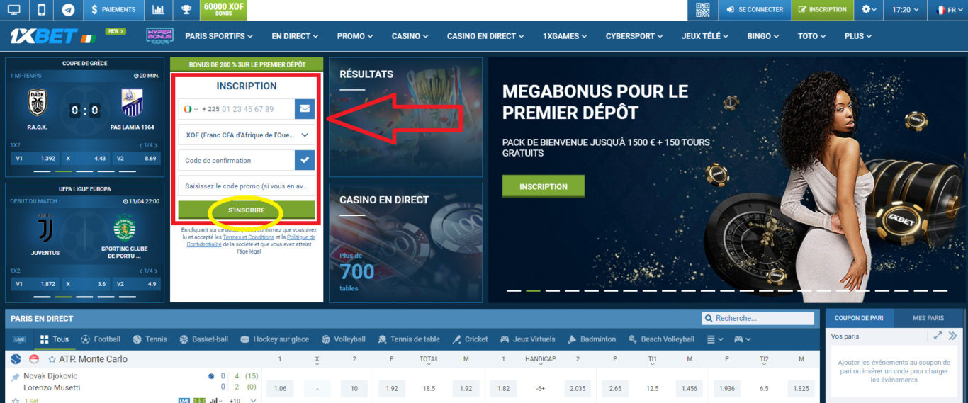 Inscription et Utilisation de la Plateforme 1xBet